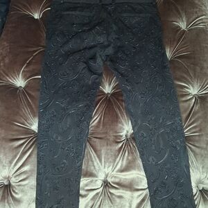 Mens Sartori Black  Embossed Pattern Pants